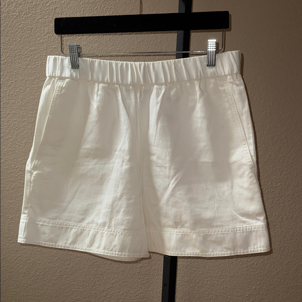 COS Off White Casual Pull On Elastic Waist Cotton Linen Blend Shorts Women’s 8